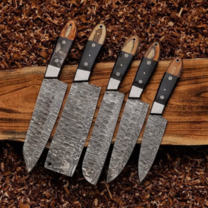 Hand Forged Damascus Steel Chef Knife Set, Kitchen Knives | Chef Knive Set, Handmade 5 Pcs Luxury Damasuc Knife Gift for him, Gifts for her