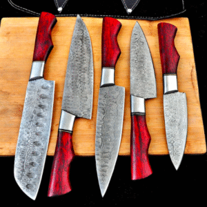 Personalized Chef Knif Set For Kitchen Utensils, Damascus Steel Chef Set For Wedding Gift, Carbon Steel Handmade Kitchen Set For Chef, Knifw