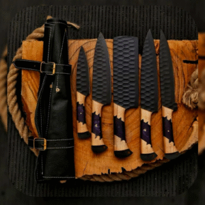 Professional Chef Knife Set – Handmade Damascus Kitchen Knives with Wooden Handle – Cooking Knife Gift Set for Chefs & Home Kitchen