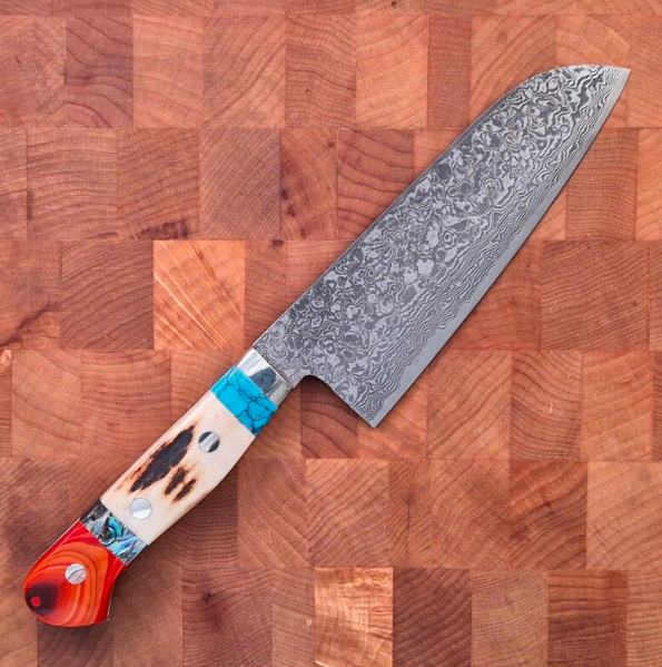 Handmade Damascus Steel knife with leather sheath| Japanese Chef| Chef knife| Anniversary Gift| Birthday gift| Gift for Her|Christmas gift