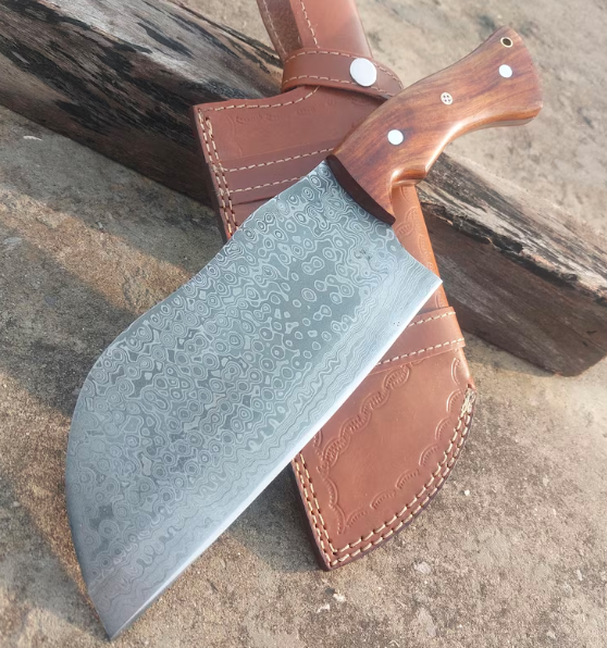 Handmade chopper knife Damascus steel butcher knife with Natural Handle Meat Cleaver knife gift for chef knife Custom Engraved knife gift - Image 4