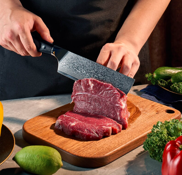 Damascus Steel Cleaver Knife - Japanese Meat Cleaver Nakiri - Professional Chef Cleaver with 7" Blade - Image 2