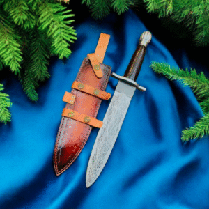 Personalised Double Edge Elven Dagger Knife. Stainless Steel Fantasy costume knife With Leather Cover