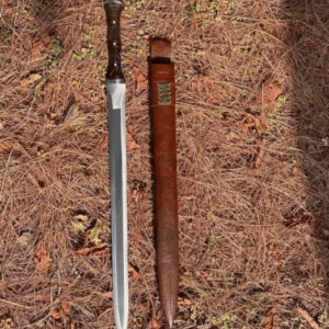 Hand-Forged Carbon Steel Viking Sword: Hunting & Camping Knife with Leather Sheath