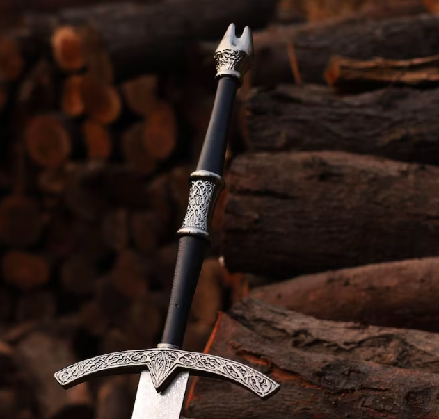 Damascus Sword, Viking Sword, Hand Forged Sword, Long Sword, Sword, Half-Tang Fantasy Sword, Larp Sword, Groomsmen Gift, Birthday Gift. - Image 2