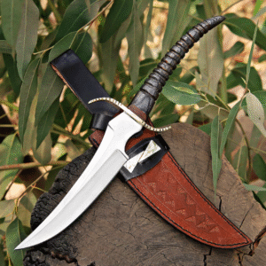 Handmade Beautiful Skinner Knife with Deer Shape Horn Handle - Perfect Gift on Christmas & New Year for Him