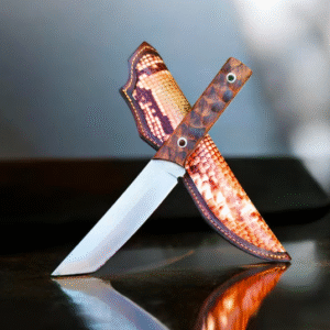 Handmade Tanto Knife: Stainless Steel, Walnut Handle, Leather Sheath