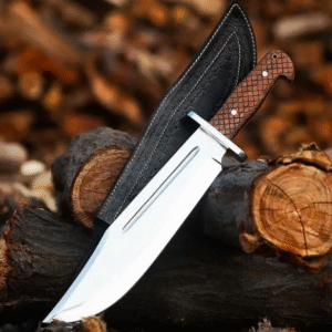 Handcrafted Steel,Bowie Knife , Wooden Handle , Leather Sheath