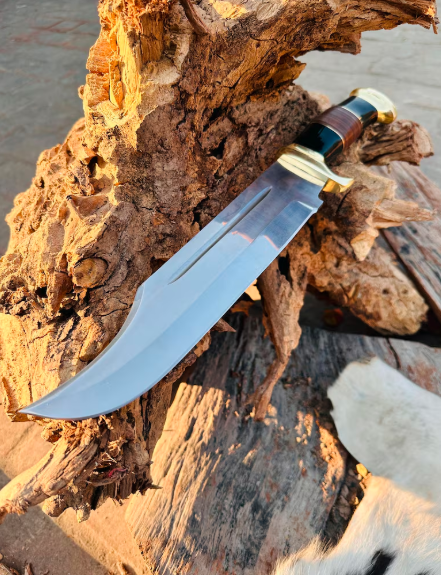 Handmade Steel Bowie Hunting Knife with Leather Sheath - Image 4