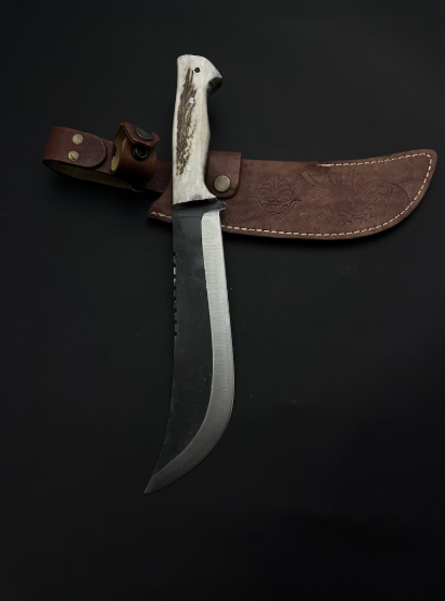 Deer Horn Handle Machete Knife , Handmade Hunting Knive , Scimitar Knive , Groomsmen Knife , Antler Hanhle Knife , Camping Gifts for Men