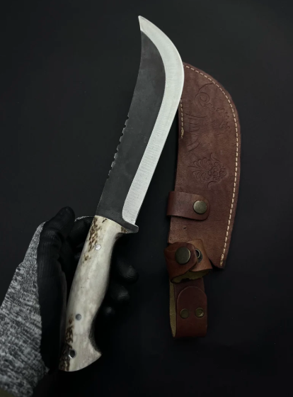 Deer Horn Handle Machete Knife , Handmade Hunting Knive , Scimitar Knive , Groomsmen Knife , Antler Hanhle Knife , Camping Gifts for Men - Image 3