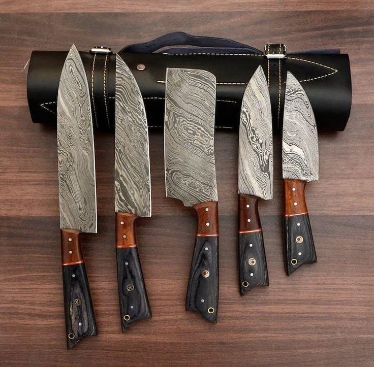 Premium Handmade Damascus Steel Chef Knife Set Kitchen Knives